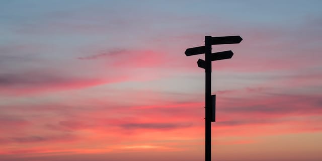 silhouette of road signage during golden hour