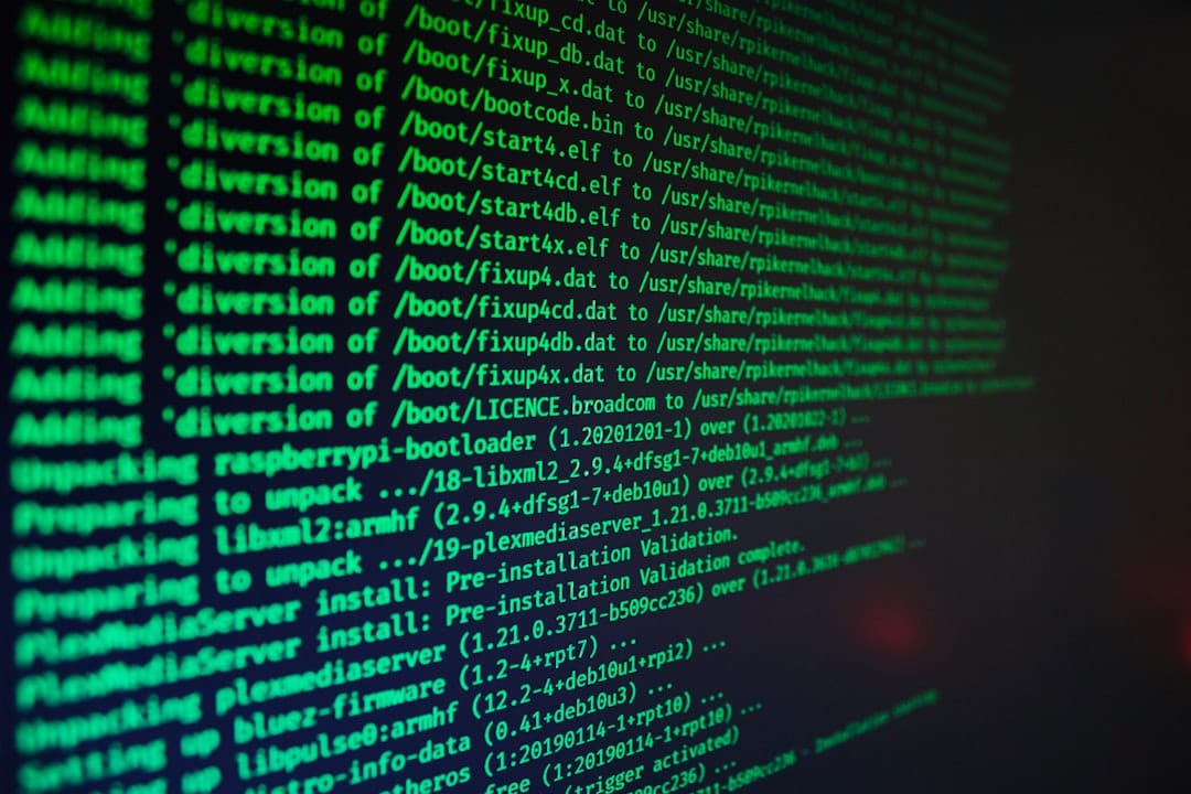 Close-up of a terminal window with code and command prompts.