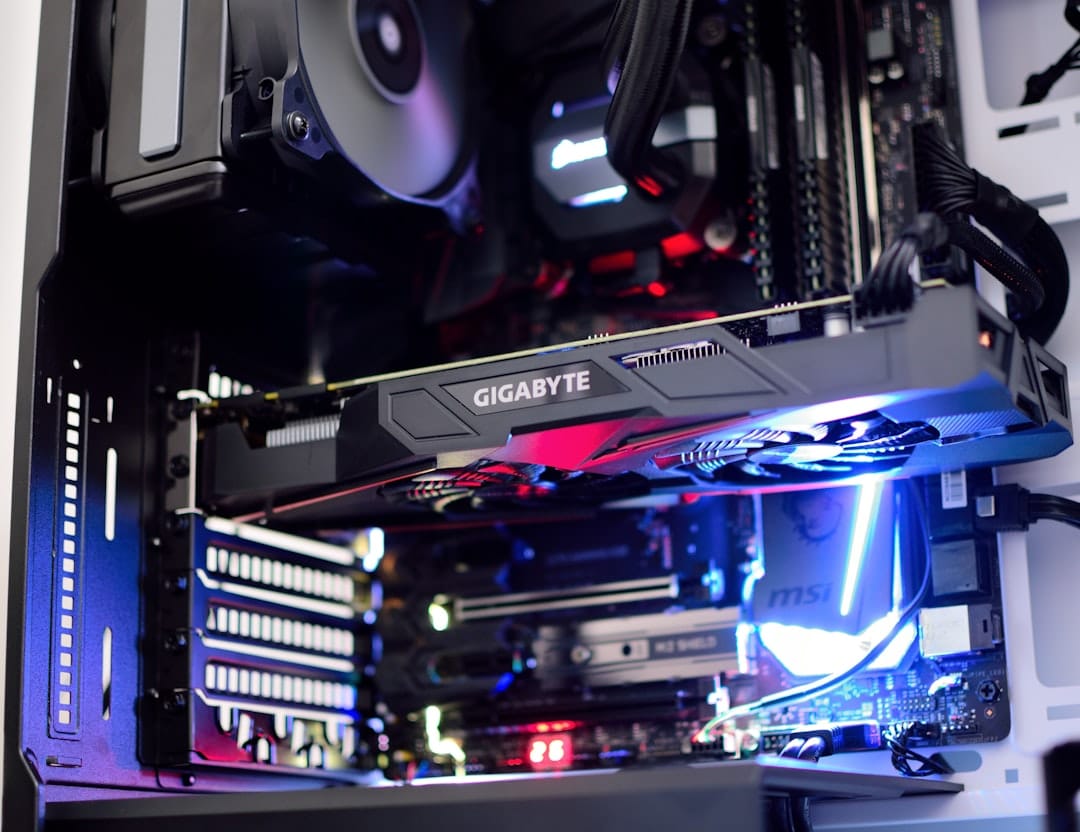 Close-up of a black Gigabyte graphics card — the kind of GPU that runs Qwen3.8-27B at 4-bit in 24 GB of VRAM