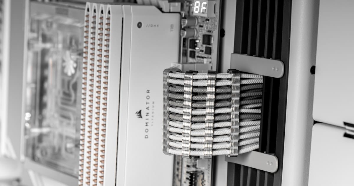 Close-up of server rack components with cables and indicator lights