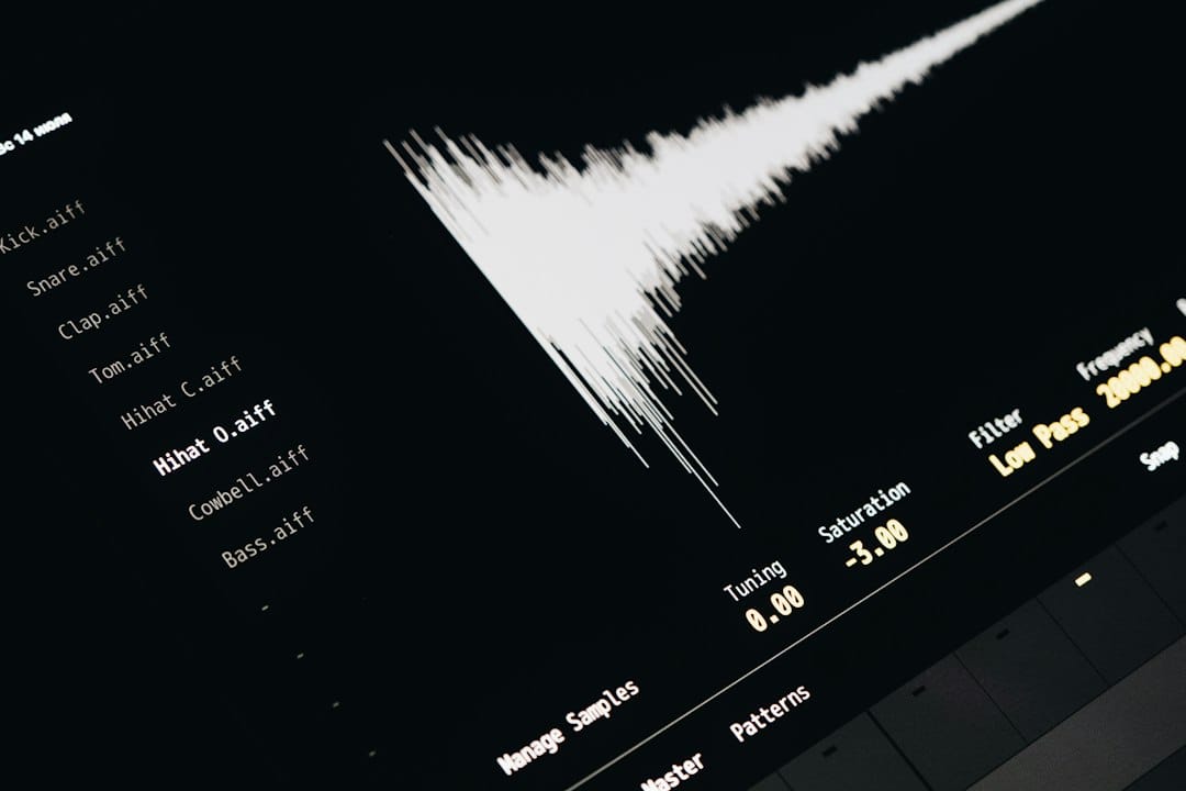 A computer screen displaying an audio sound wave.